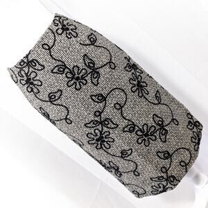 NWOT! TALBOTS! FAB WOOL BLEND FLORAL EMBROIDERY BLACK, CREAM SKIRT! SZ 6